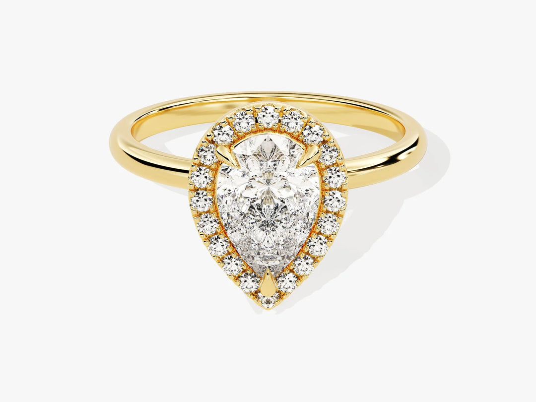 1.50CT Pear Diamond Halo Moissanite Engagement Ring