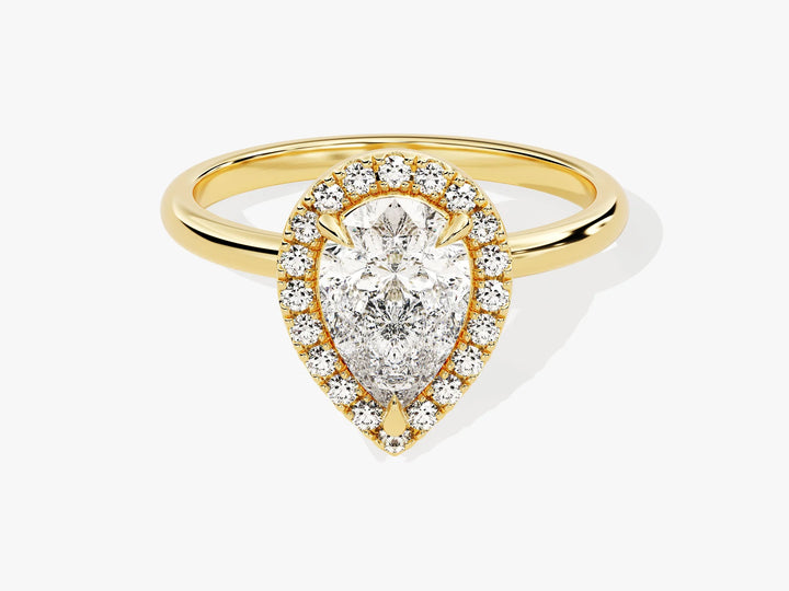 1.50CT Pear Diamond Halo Moissanite Engagement Ring