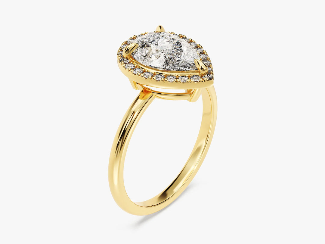 2.0CT Pear Diamond Halo Moissanite Engagement Ring