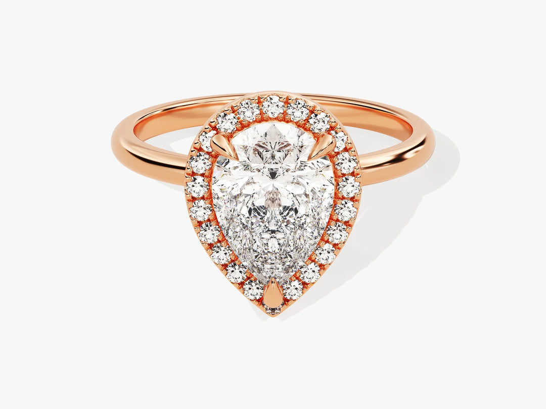 2.0CT Pear Diamond Halo Moissanite Engagement Ring