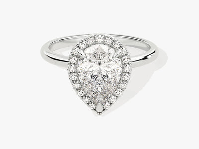 2.0CT Pear Diamond Halo Moissanite Engagement Ring