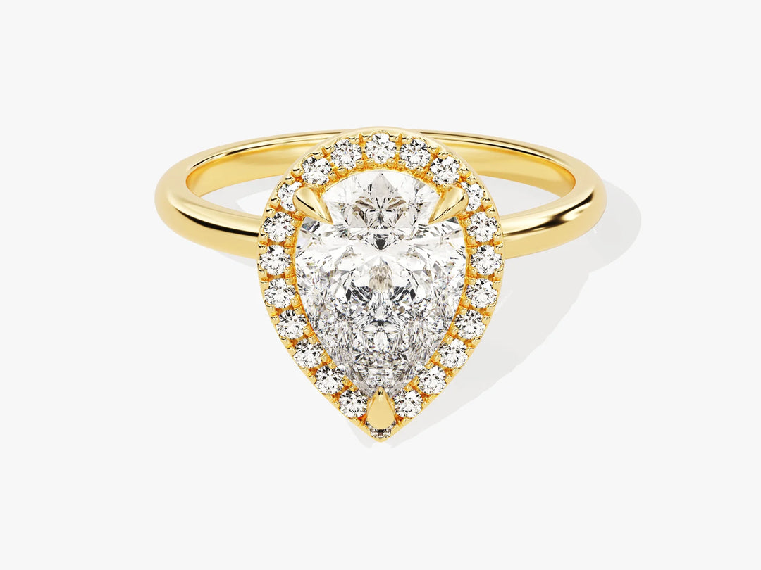2.0CT Pear Diamond Halo Moissanite Engagement Ring