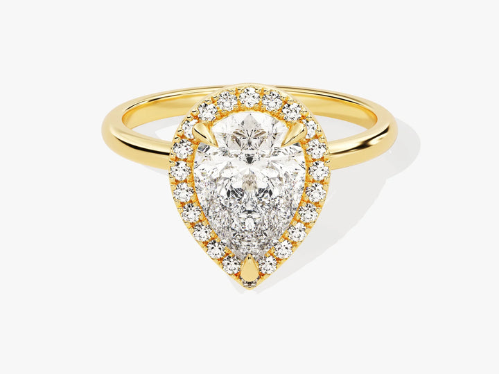 2.0CT Pear Diamond Halo Moissanite Engagement Ring