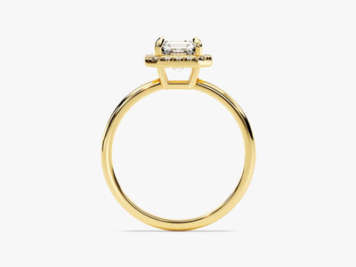 1.0CT Asscher Diamond Halo Moissanite Engagement Ring