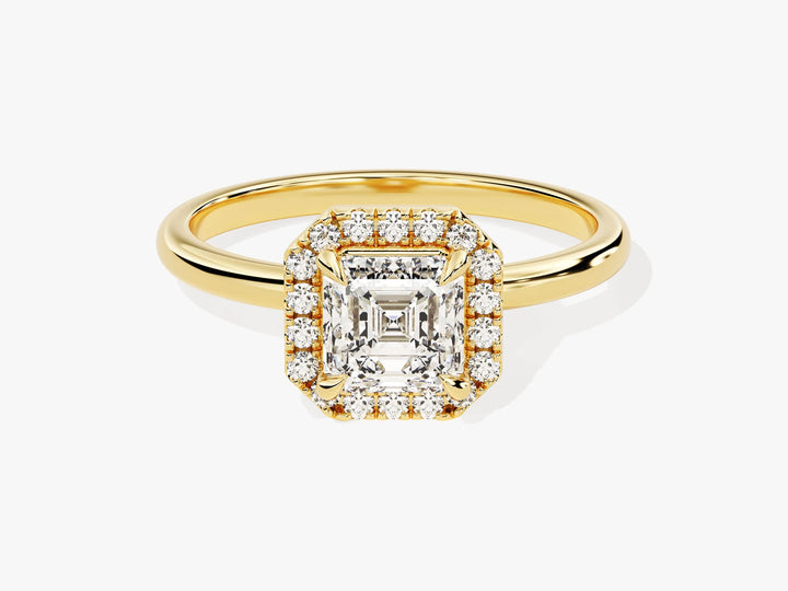 1.0CT Asscher Diamond Halo Moissanite Engagement Ring