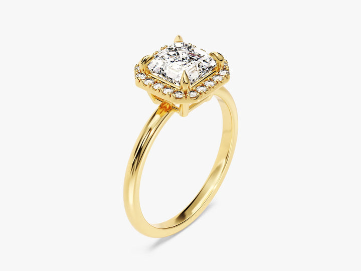 1.50CT Asscher Diamond Halo Moissanite Engagement Ring