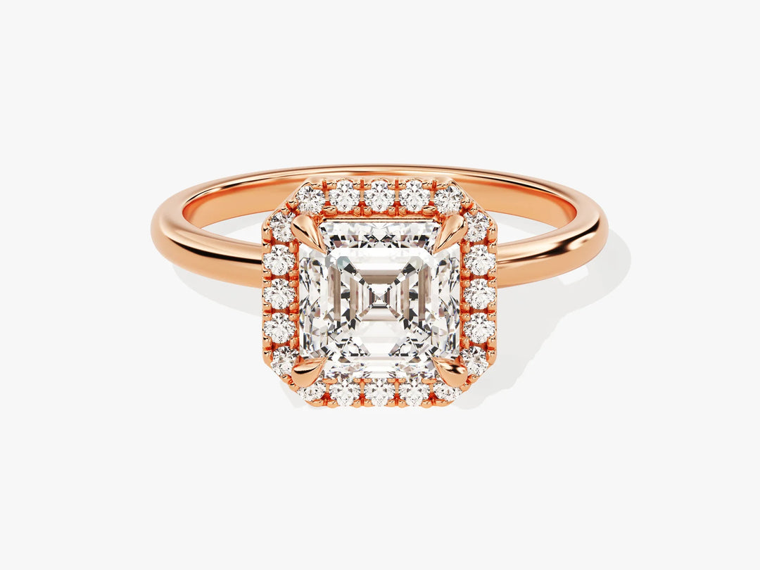 1.50CT Asscher Diamond Halo Moissanite Engagement Ring
