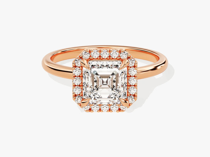 1.50CT Asscher Diamond Halo Moissanite Engagement Ring