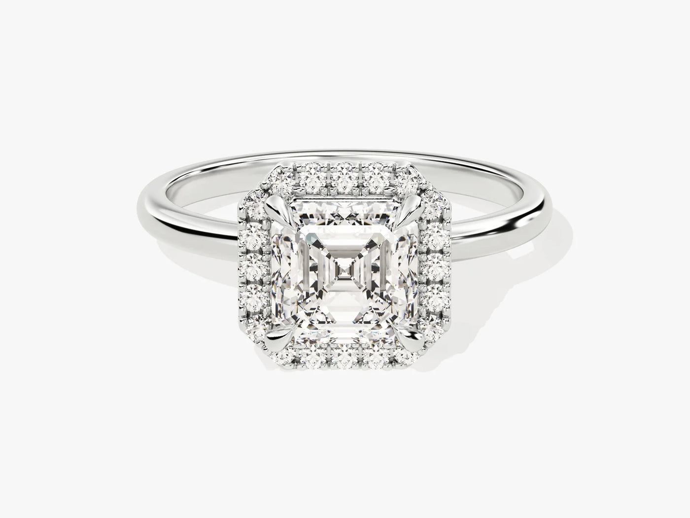 1.50CT Asscher Diamond Halo Moissanite Engagement Ring