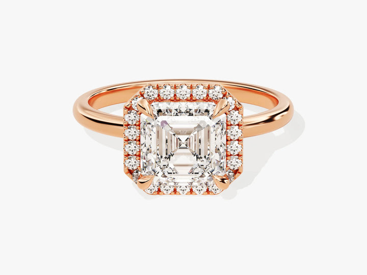 2.0CT Asscher Diamond Halo Moissanite Engagement Ring