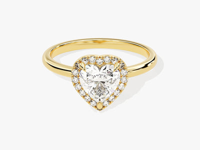 1.0CT Heart Diamond Halo Moissanite Engagement Ring