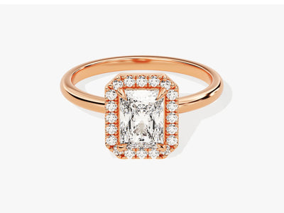 1.0CT Radiant Diamond Halo Moissanite Engagement Ring