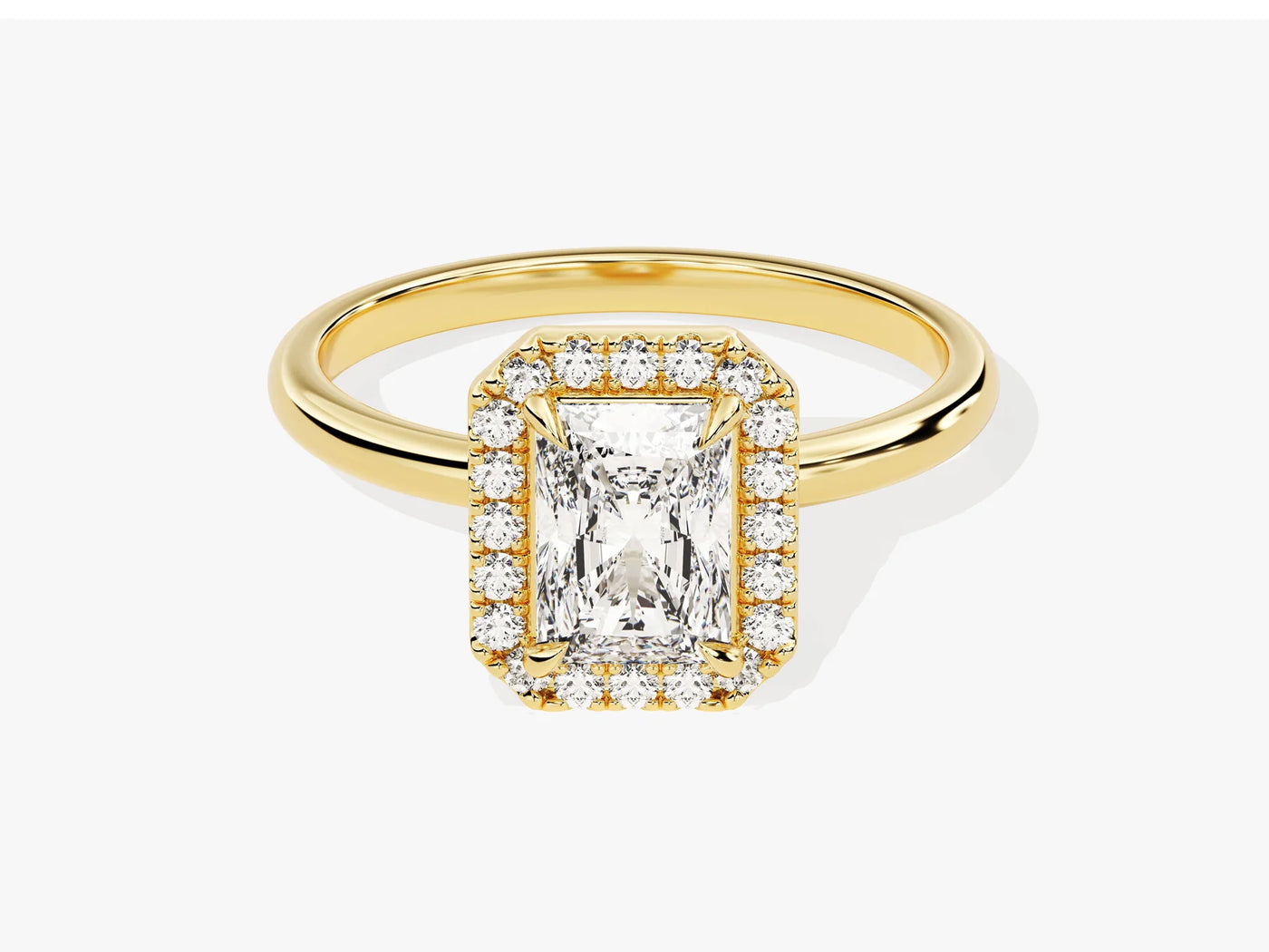 1.0CT Radiant Diamond Halo Moissanite Engagement Ring