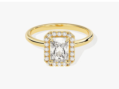 1.0CT Radiant Diamond Halo Moissanite Engagement Ring