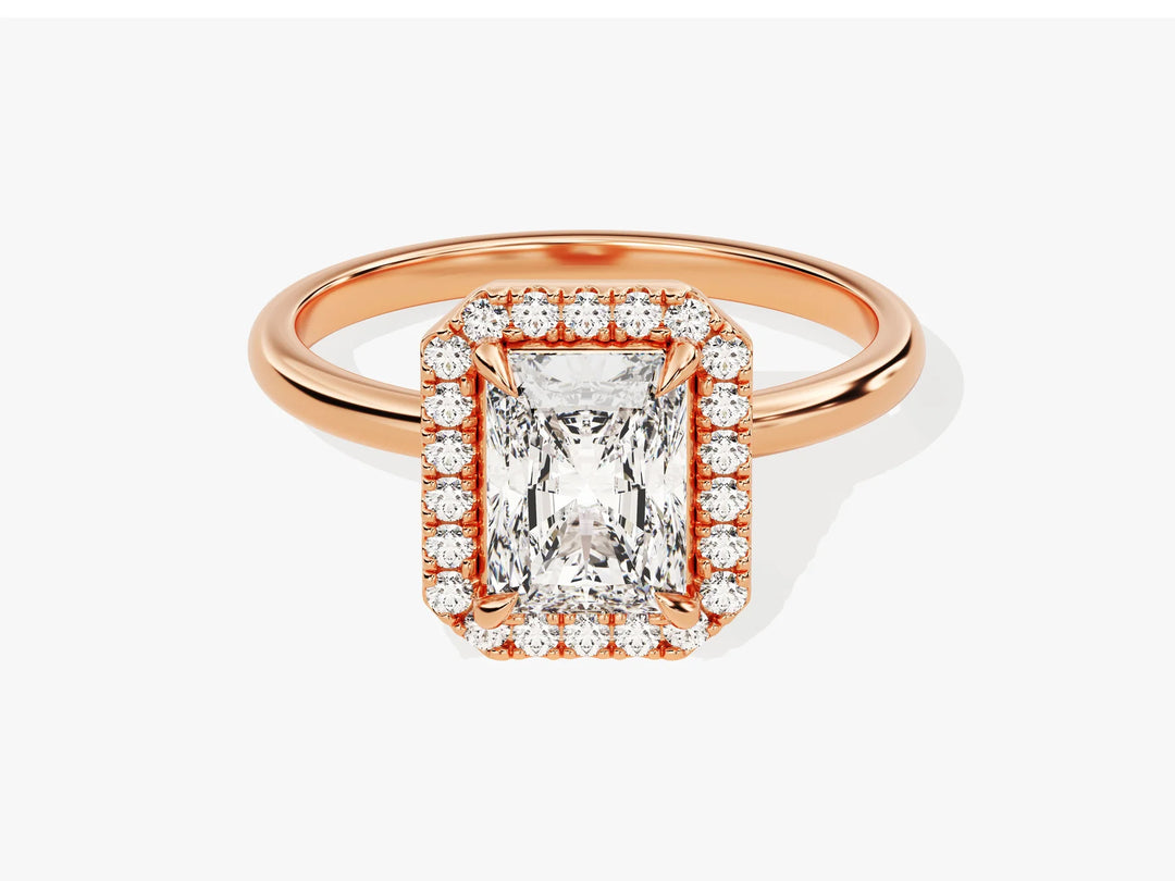 1.50CT Radiant Diamond Halo Moissanite Engagement Ring