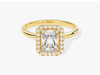 1.50CT Radiant Diamond Halo Moissanite Engagement Ring