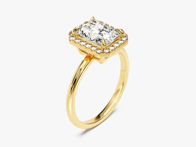 2.0CT Radiant Diamond Halo Moissanite Engagement Ring