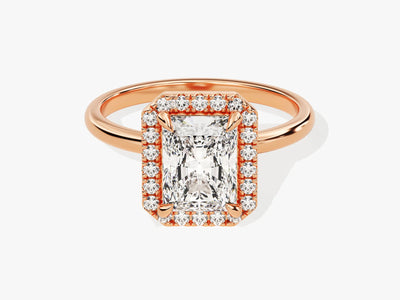 2.0CT Radiant Diamond Halo Moissanite Engagement Ring