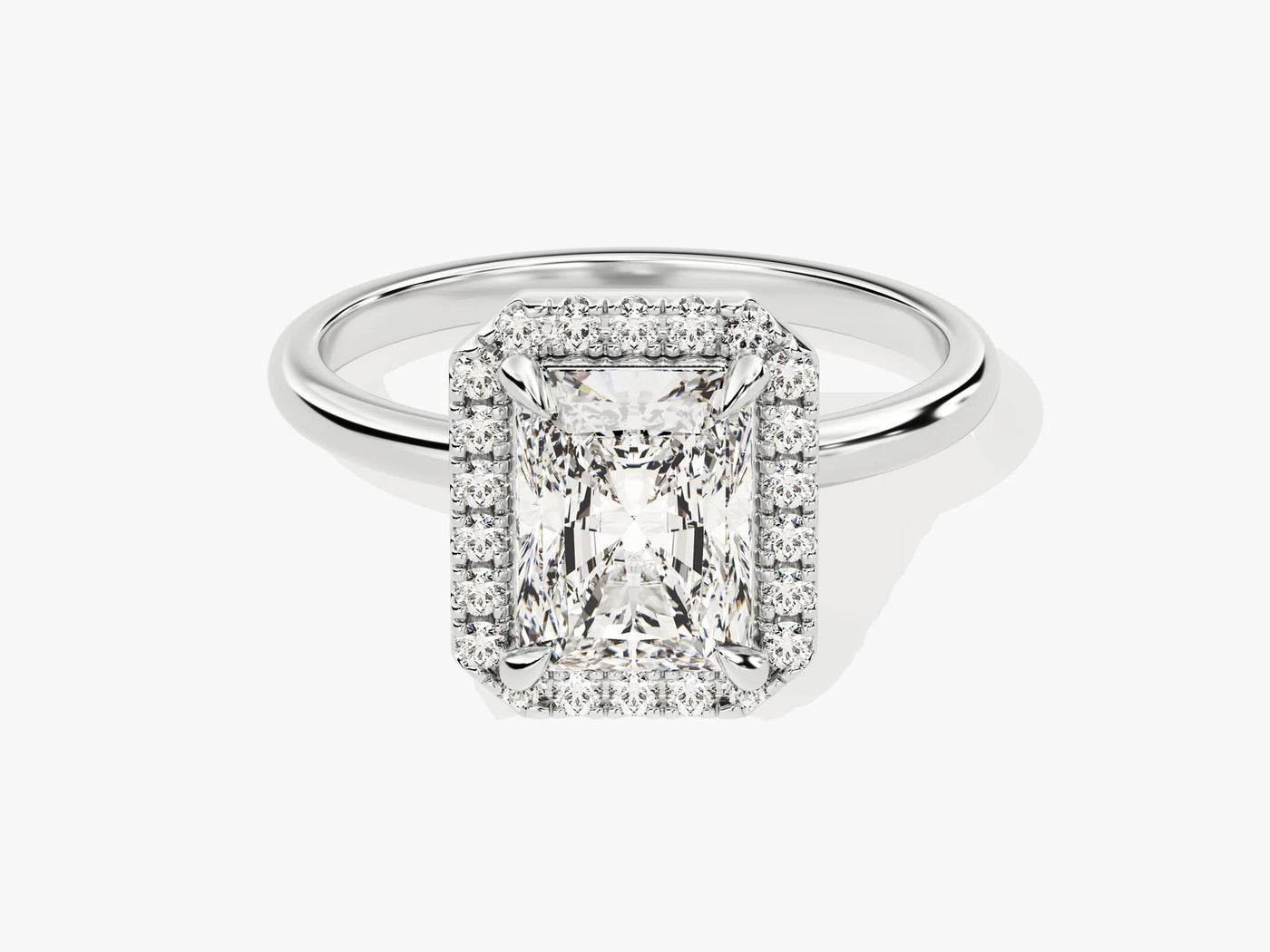 2.0CT Radiant Diamond Halo Moissanite Engagement Ring