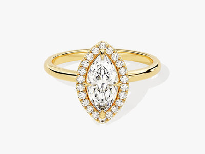 1.0CT Marquise Diamond Halo Moissanite Engagement Ring