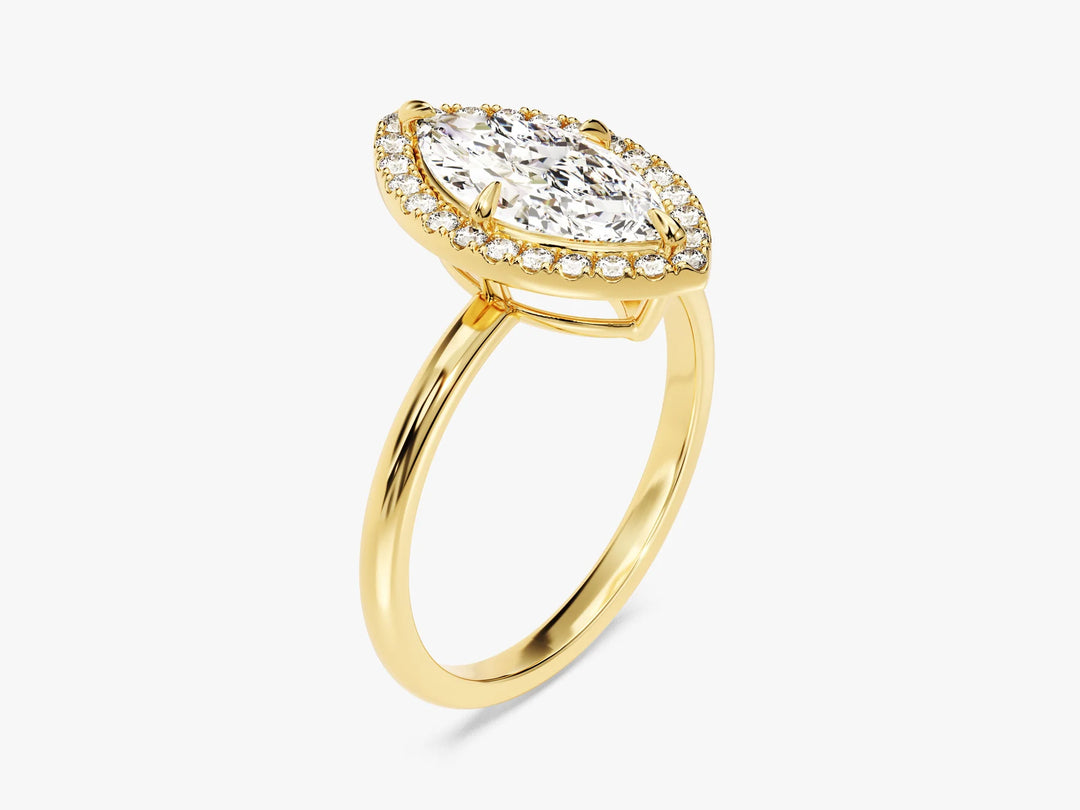 1.50CT Marquise Diamond Halo Moissanite Engagement Ring