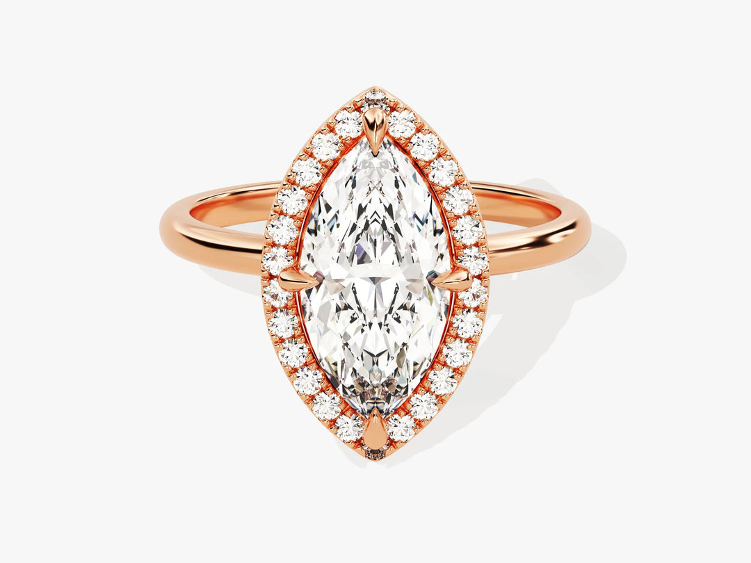 2.0CT Marquise Diamond Halo Moissanite Engagement Ring