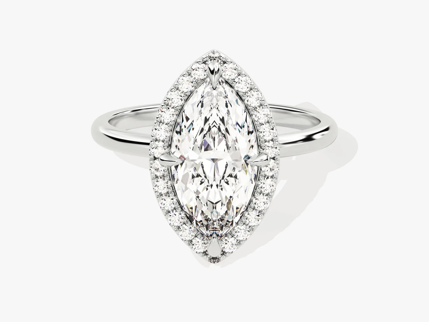 2.0CT Marquise Diamond Halo Moissanite Engagement Ring