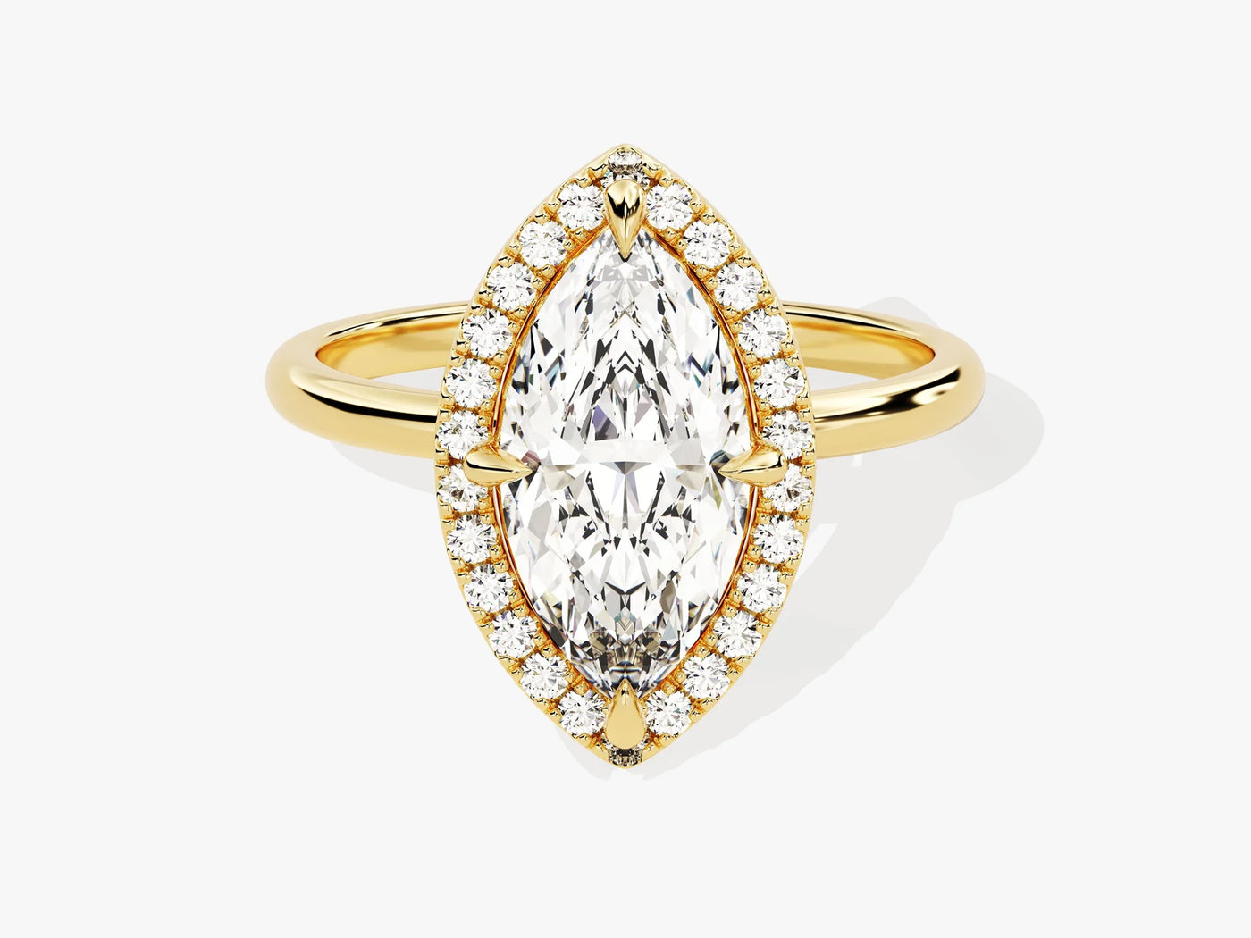 2.0CT Marquise Diamond Halo Moissanite Engagement Ring