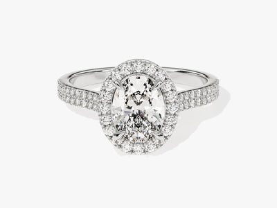 1.50CT Oval Diamond Double Shank Halo Moissanite Engagement Ring