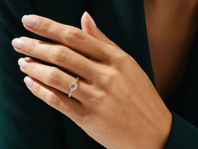 1.0 CT Round Diamond Milgrain Pave Setting Moissanite Engagement Ring