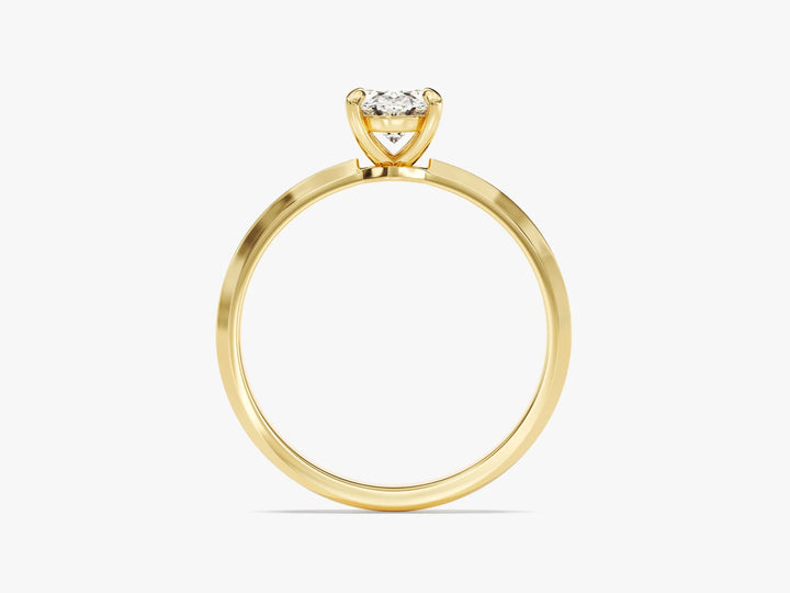 1.0CT Oval Diamond Knife Edge Solitaire Moissanite Engagement Ring