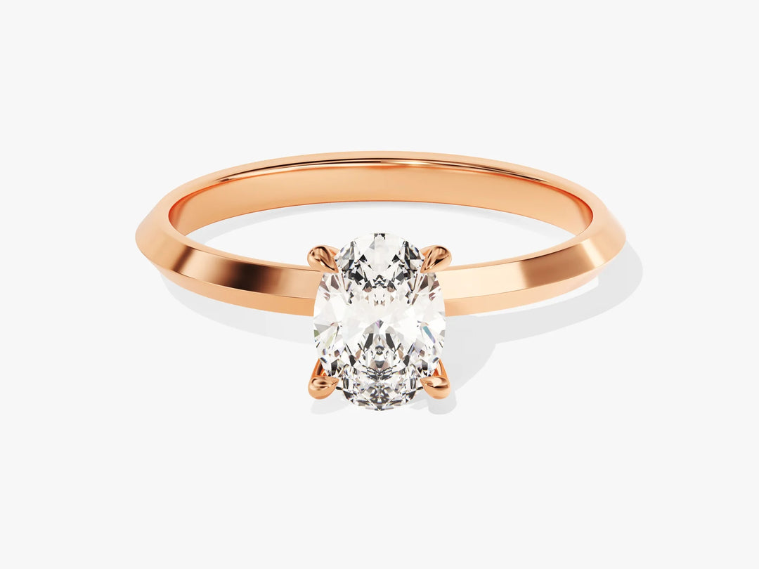 1.0CT Oval Diamond Knife Edge Solitaire Moissanite Engagement Ring