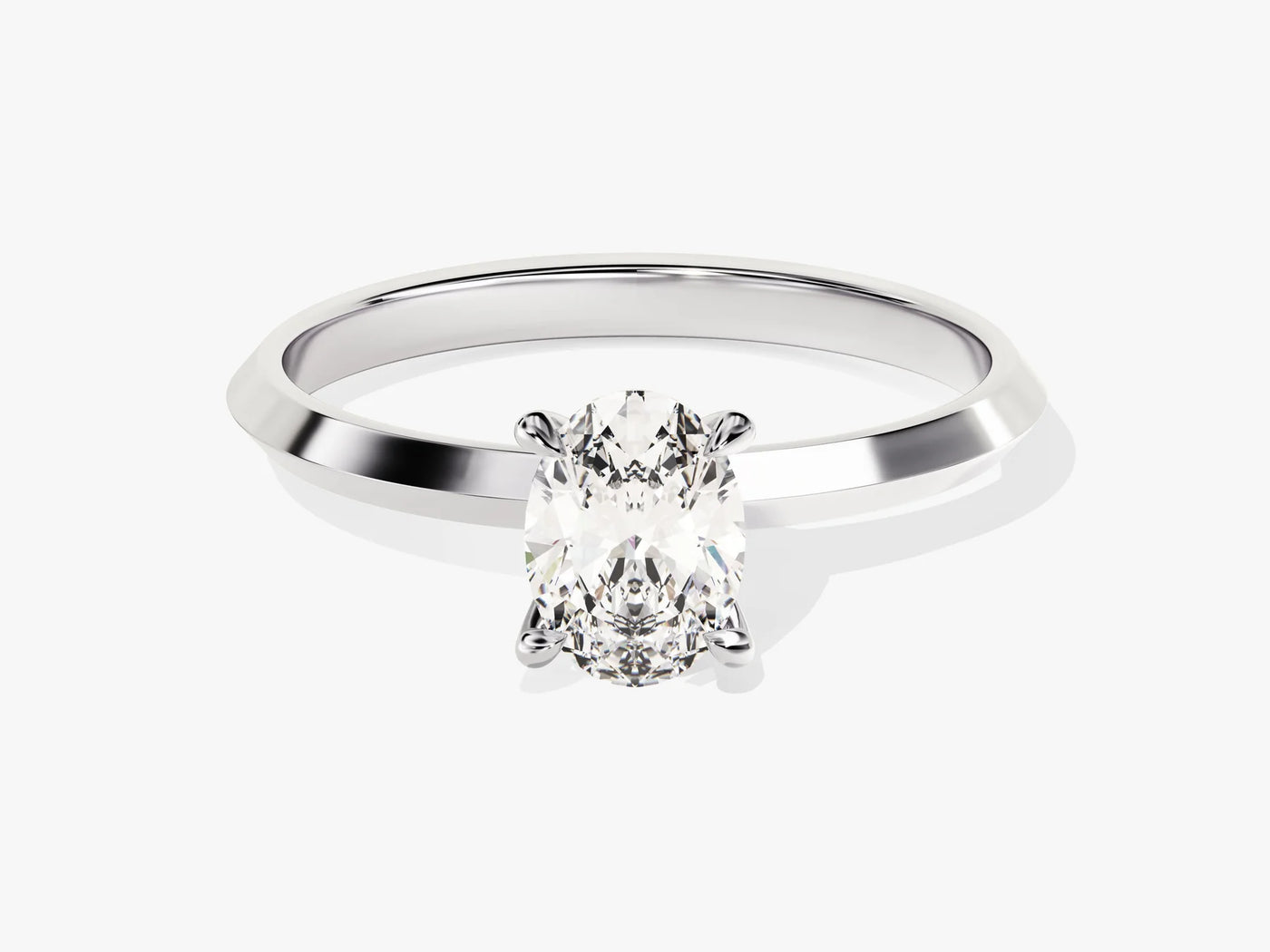 1.0CT Oval Diamond Knife Edge Solitaire Moissanite Engagement Ring