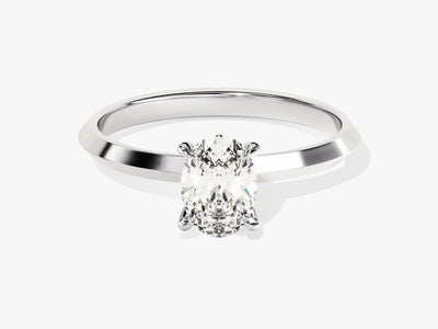 1.0CT Oval Diamond Knife Edge Solitaire Moissanite Engagement Ring