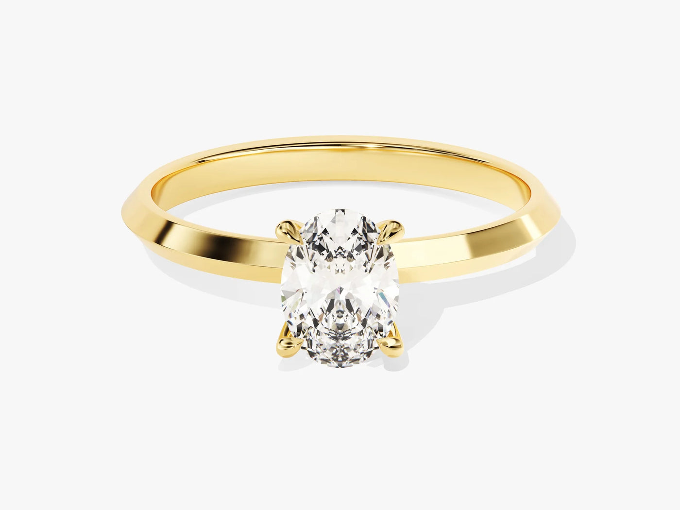 1.0CT Oval Diamond Knife Edge Solitaire Moissanite Engagement Ring