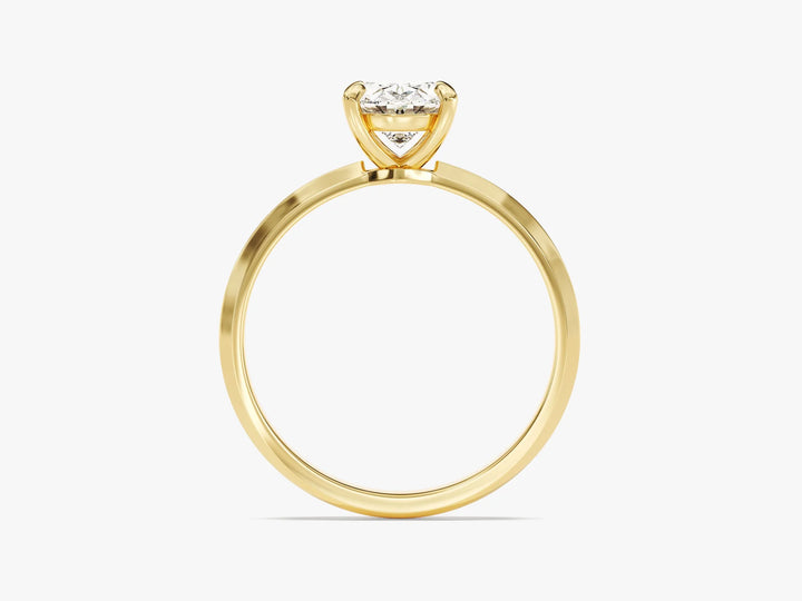 1.50CT Oval Diamond Knife Edge Solitaire Moissanite Engagement Ring
