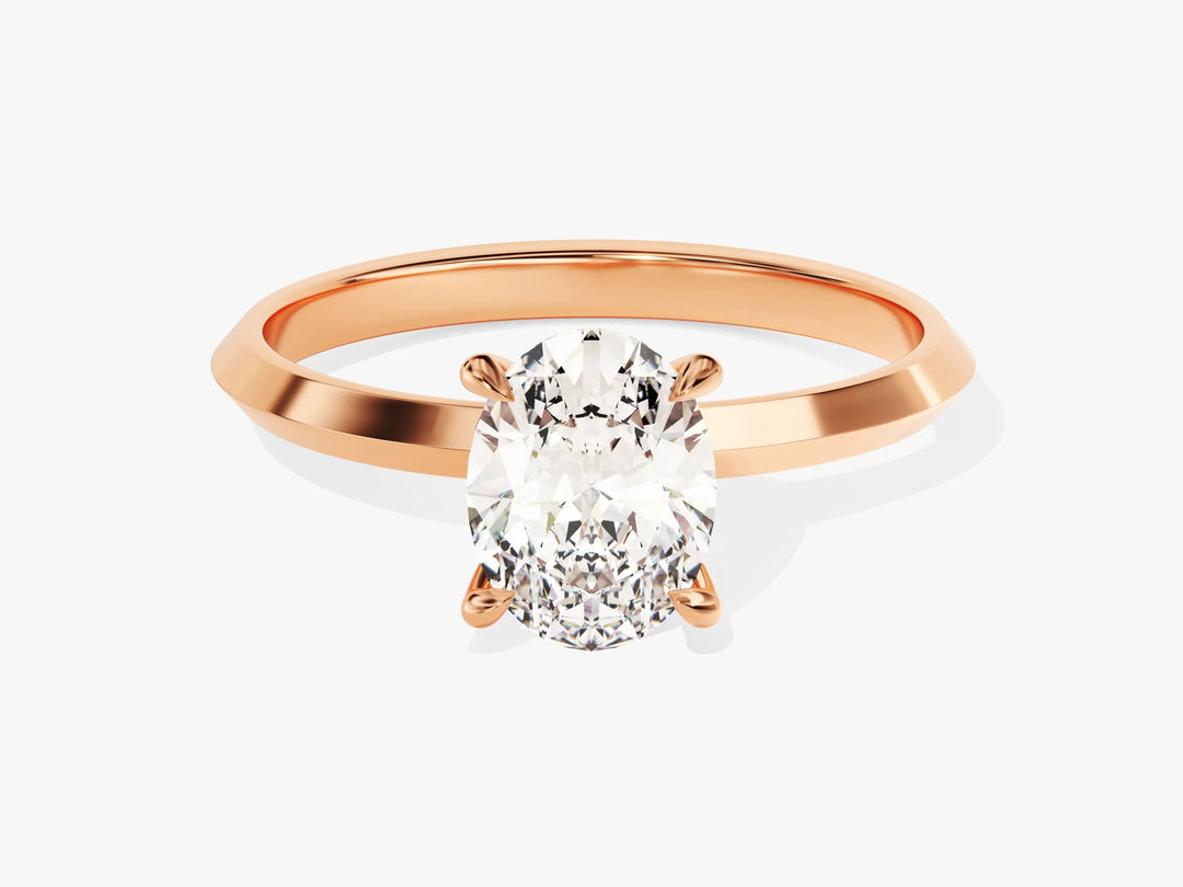 1.50CT Oval Diamond Knife Edge Solitaire Moissanite Engagement Ring