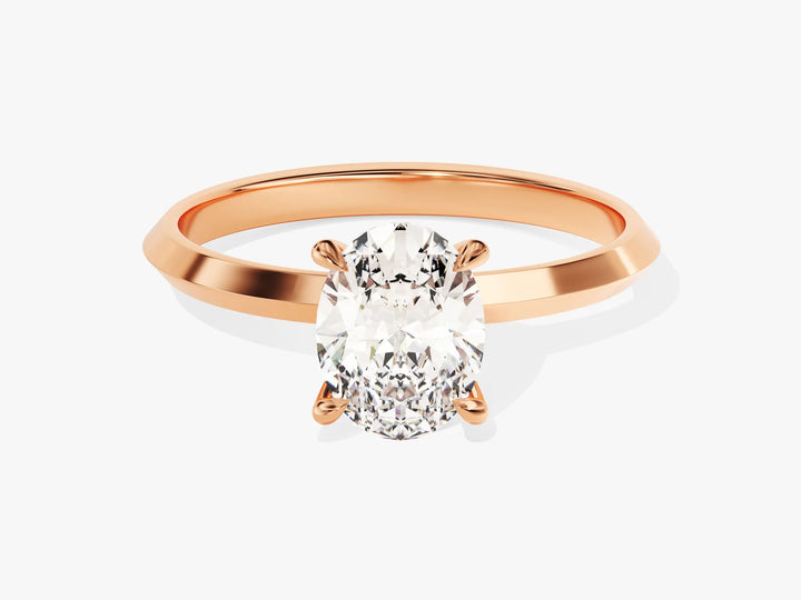 1.50CT Oval Diamond Knife Edge Solitaire Moissanite Engagement Ring