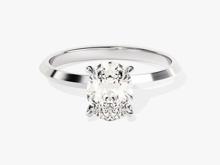 1.50CT Oval Diamond Knife Edge Solitaire Moissanite Engagement Ring