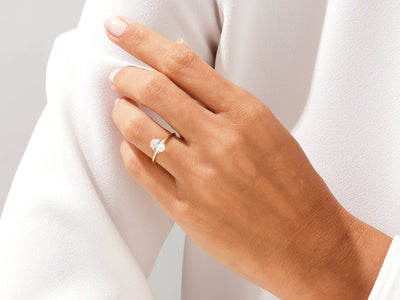 1.50CT Oval Diamond Knife Edge Solitaire Moissanite Engagement Ring