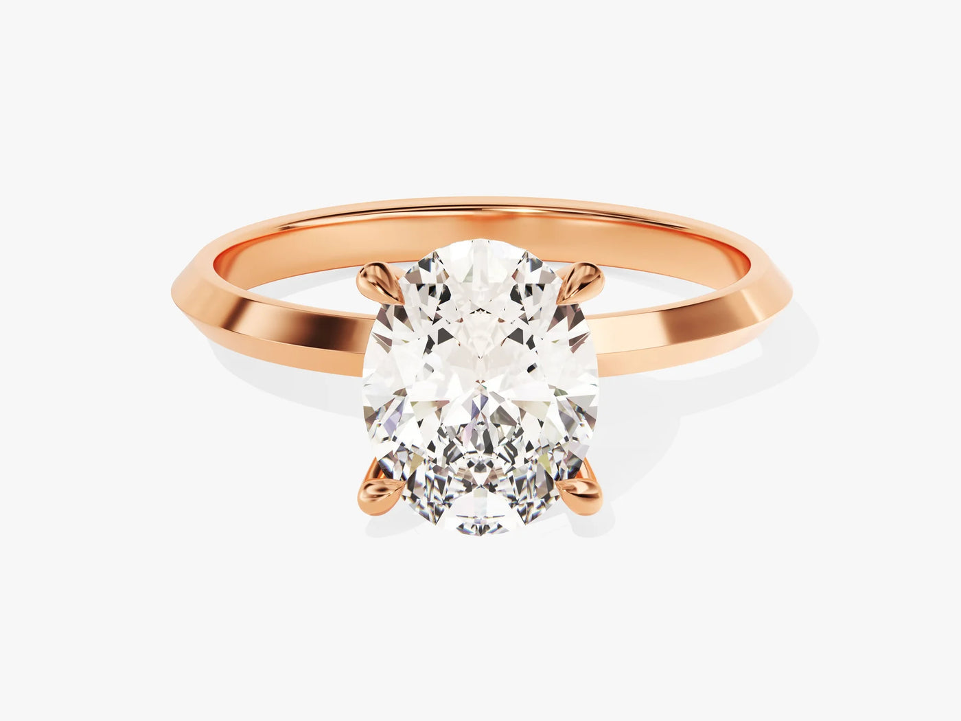 2.0CT Oval Diamond Kinfe Edge Solitaire Moissanite Engagement Ring