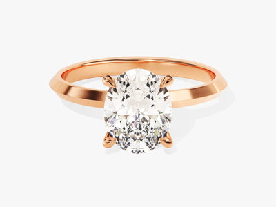 2.0CT Oval Diamond Kinfe Edge Solitaire Moissanite Engagement Ring