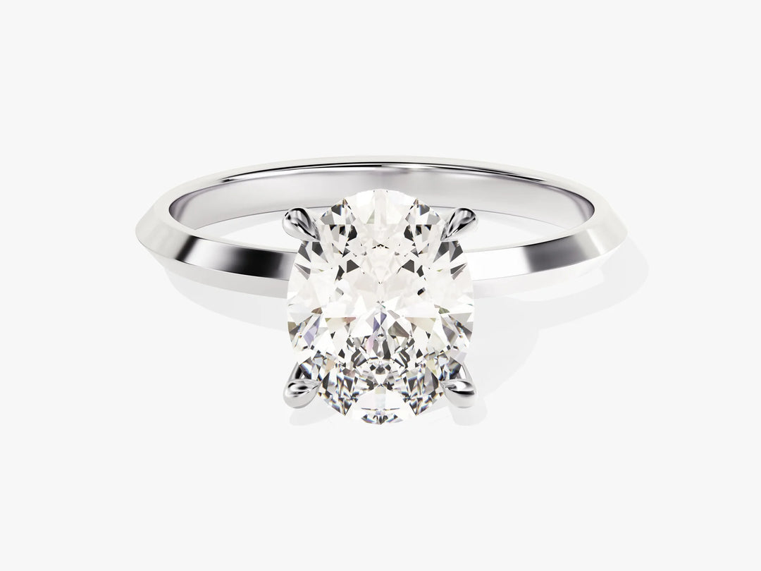 2.0CT Oval Diamond Kinfe Edge Solitaire Moissanite Engagement Ring
