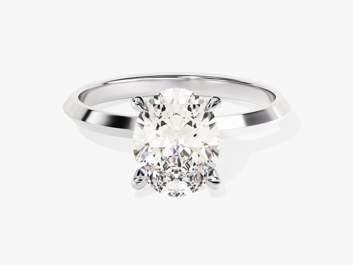 2.0CT Oval Diamond Kinfe Edge Solitaire Moissanite Engagement Ring