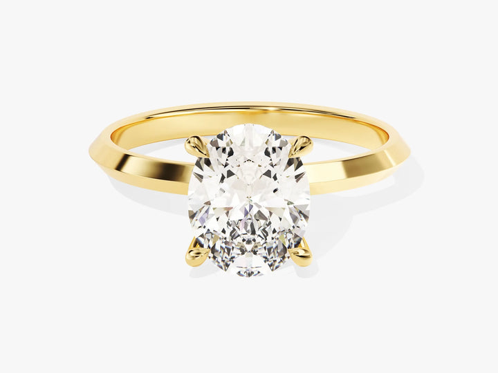 2.0CT Oval Diamond Kinfe Edge Solitaire Moissanite Engagement Ring