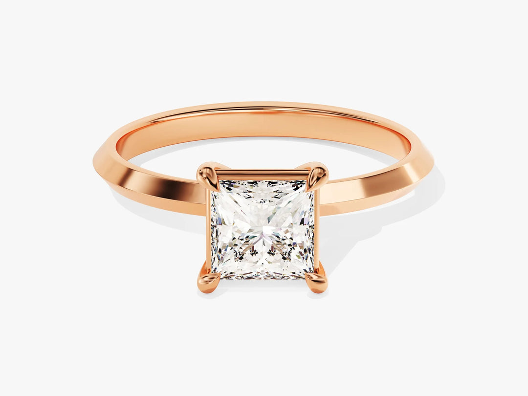 1.0CT Princess Diamond Knife Edge Solitaire Moissanite Engagement Ring