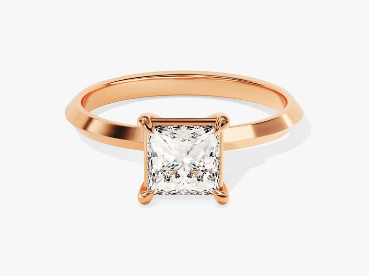 1.0CT Princess Diamond Knife Edge Solitaire Moissanite Engagement Ring