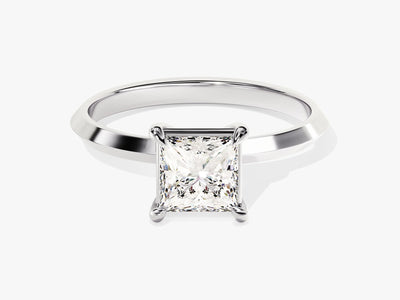 1.0CT Princess Diamond Knife Edge Solitaire Moissanite Engagement Ring