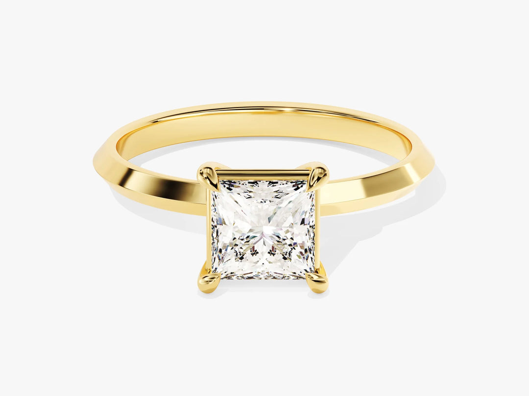 1.0CT Princess Diamond Knife Edge Solitaire Moissanite Engagement Ring