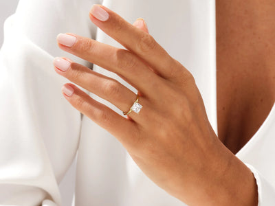 1.50CT Princess Diamond Knife Edge Solitaire Moissanite Engagement Ring